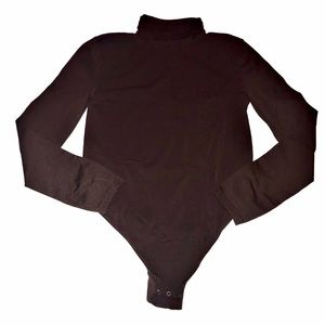 Wolford brown turtleneck opaque naturel bodysuit